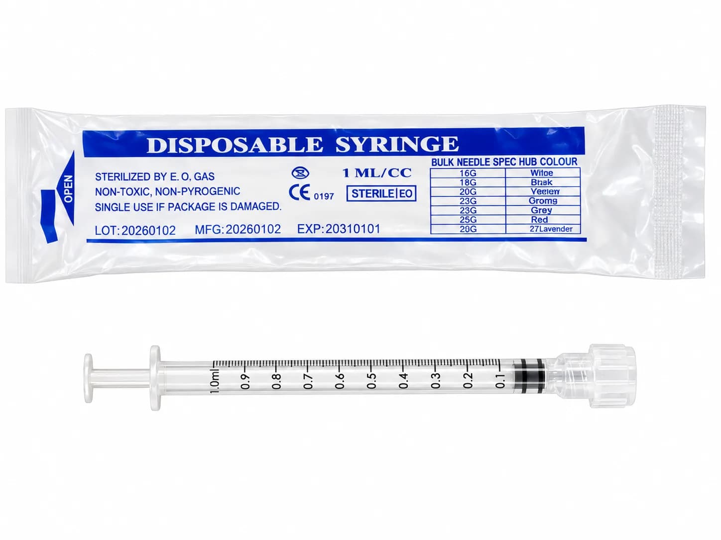 25x Disposable Luer Lock  syringe + needles 